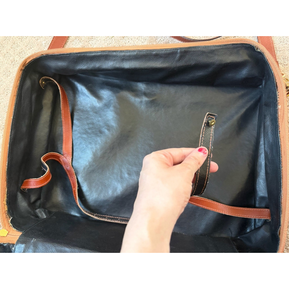 Fendi Pequin Vintage Travel Duffle Bag Canvas Leather Black Brown - Picture 6 of 12